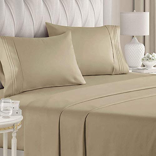 100% Pure Egyptian Cotton Full Taupe Sheet Set – 400 Thread Count- 4 Piece- Sateen Weave- Long Staple Combed Cotton-Extra Soft Smooth Silky- Sateen Weave (Full,Taupe)