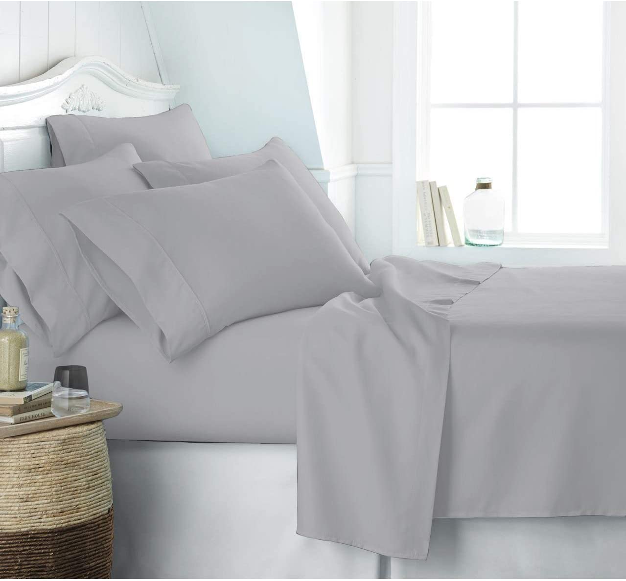 100% Pure Egyptian Cotton Cal King Ivory Sheet Set – 400 Thread Count- 4 Piece- Sateen Weave- Long Staple Combed Cotton-Extra Soft Smooth Silky- Sateen Weave (Cal King ,Ivory)