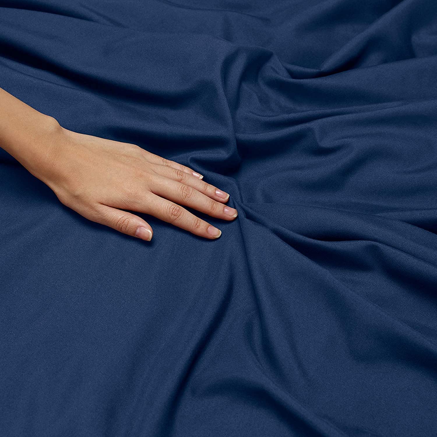 100% Pure Egyptian Cotton Queen Navy Duvet Cover Set 400 Thread Count- 3 Piece- Sateen Weave- Long Staple Combed Cotton-Extra Soft Smooth Silky- Sateen Weave (Queen,Navy)